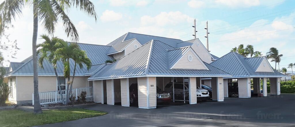 A one storey house with cars in their respective garage