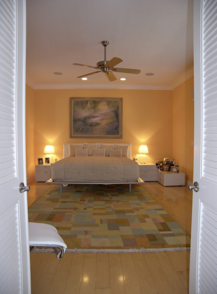 Two doors open for the master bedroom