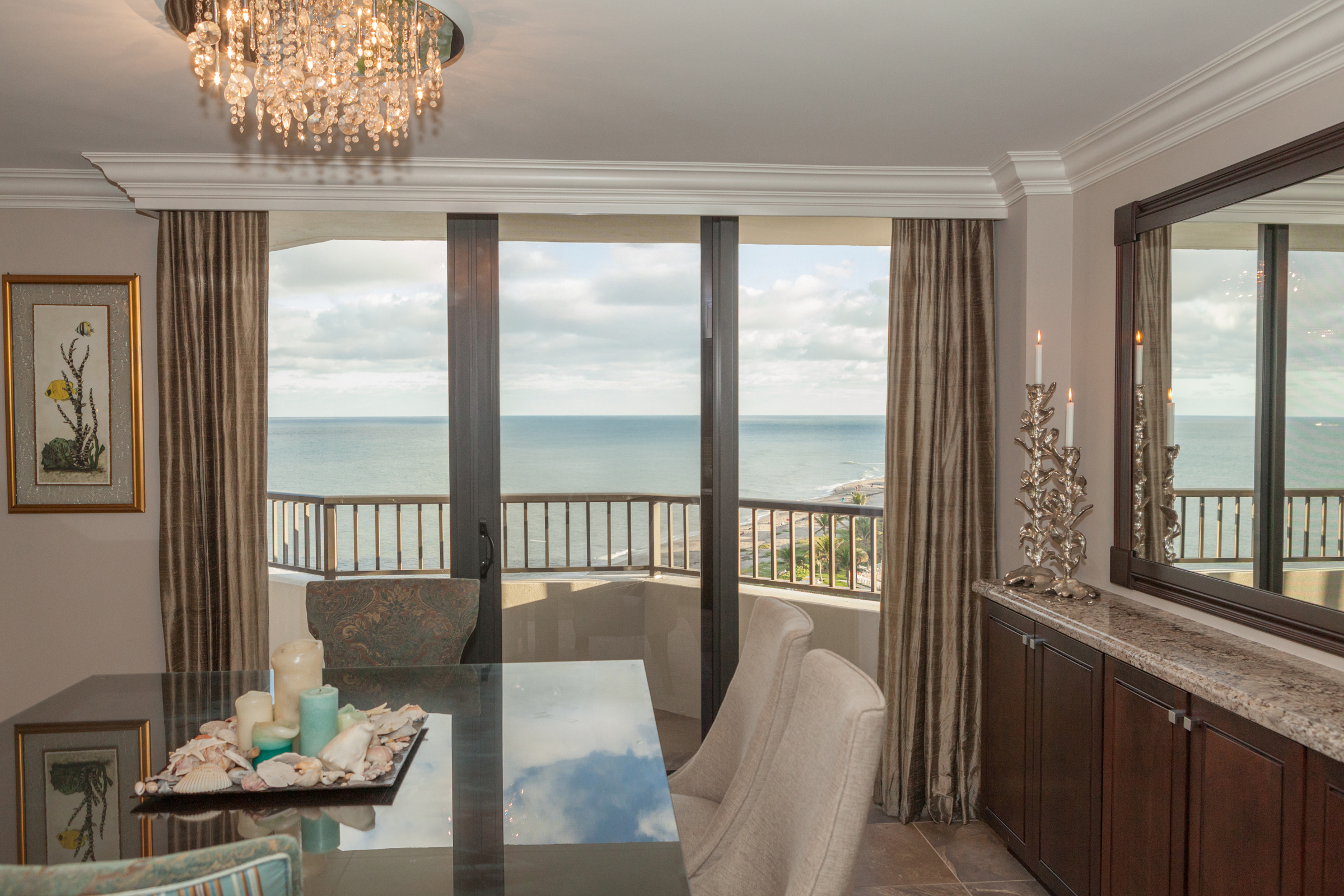 A beautiful dining area with a balcony