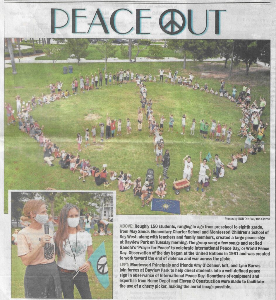 Newspaper article about peace out