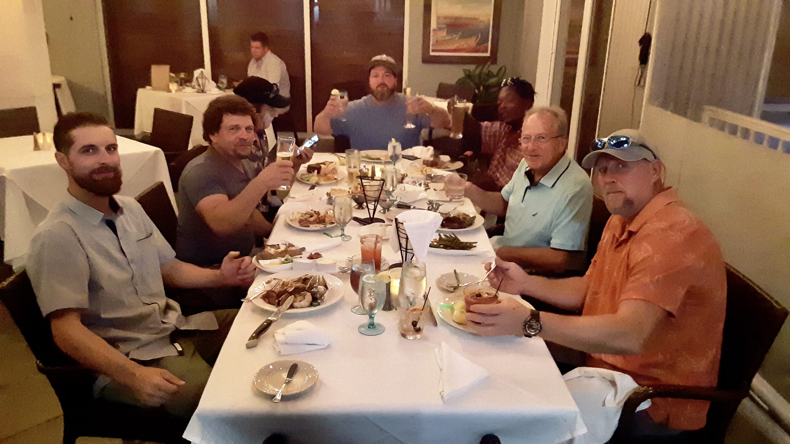 Company dinner on a restaurant