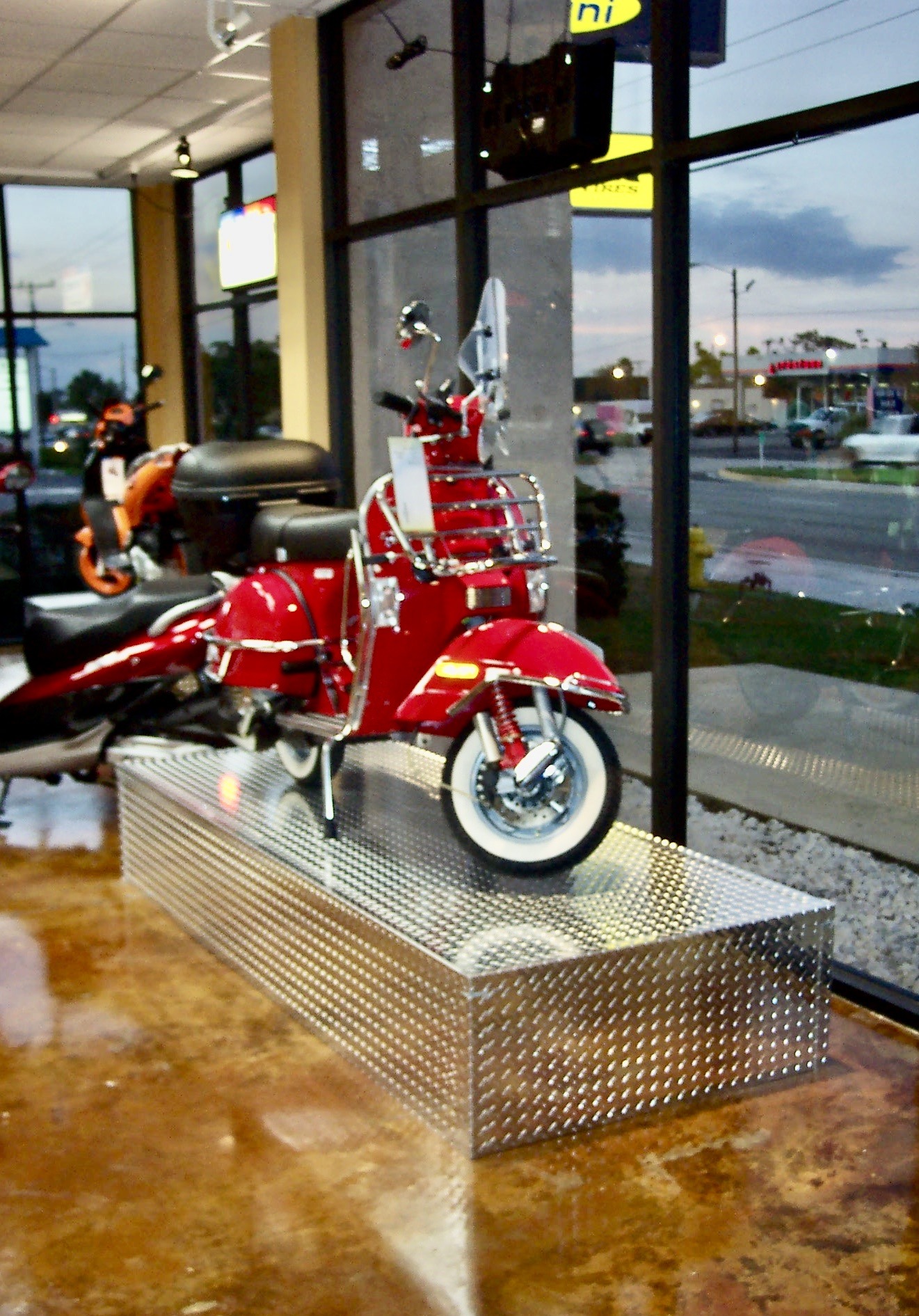 Front shot of a red scooter